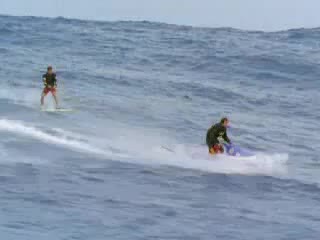 surfing on a giant wave