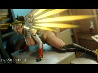mercy taken from behind on the table doggy style [overwatch] [grand cupido]